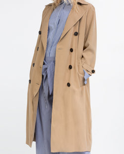 LONG CROSSOVER TRENCH COAT
