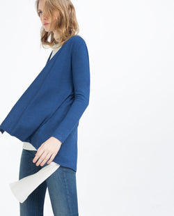 DRAPED NECK CARDIGAN