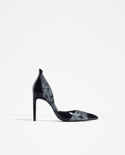 CONTRAST PRINT HIGH HEEL SHOES