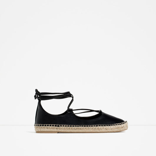 LEATHER LACE-UP ESPADRILLES