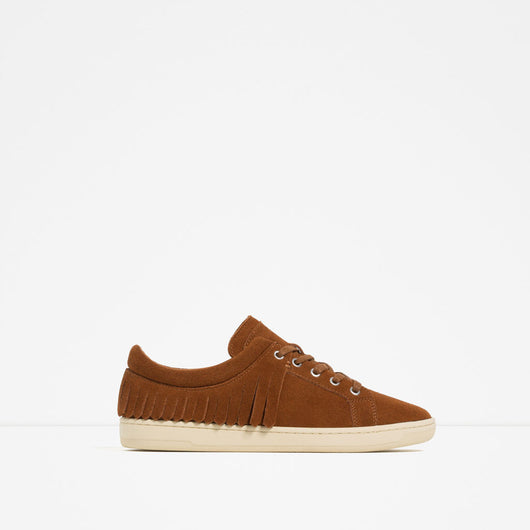 LEATHER FRINGED PLIMSOLLS