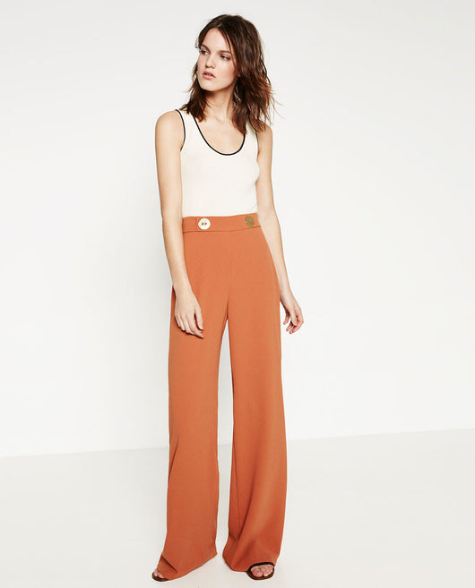 BUTTONED PALAZZO TROUSERS