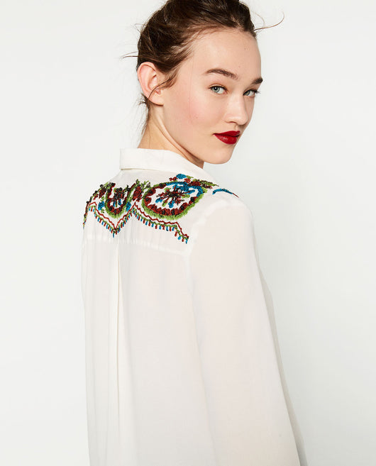 BLOUSE WITH SEQUINNED YOKE