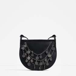 LEATHER CROSS BODY BAG WITH COINS DETAIL