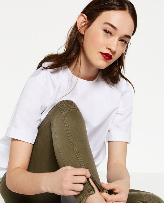 MID-RISE BIKER TROUSERS