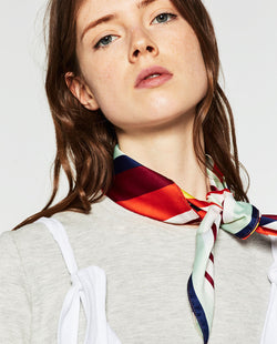 MULTICOLOURED STRIPE BANDANA STYLE SCARF